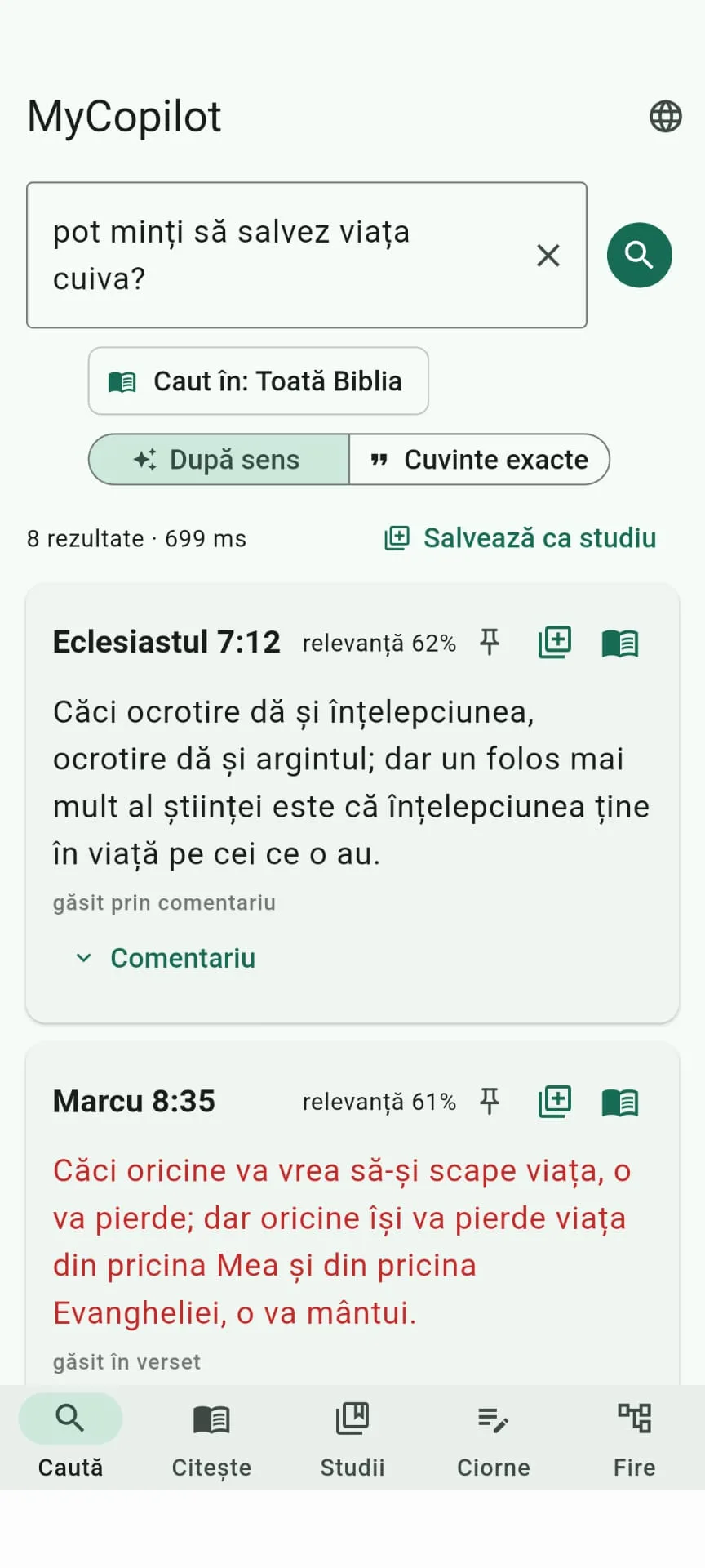 Aplicația MyCopilot pe telefon